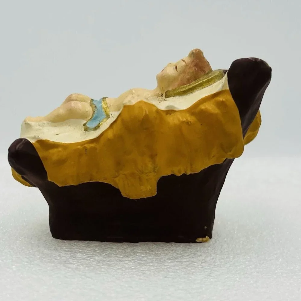 Vintage Christmas Nativity Manger Paper Mache Composition Italy Baby Jesus